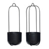 Hübsch Lotus Hanging Pots Set Of 2, Black