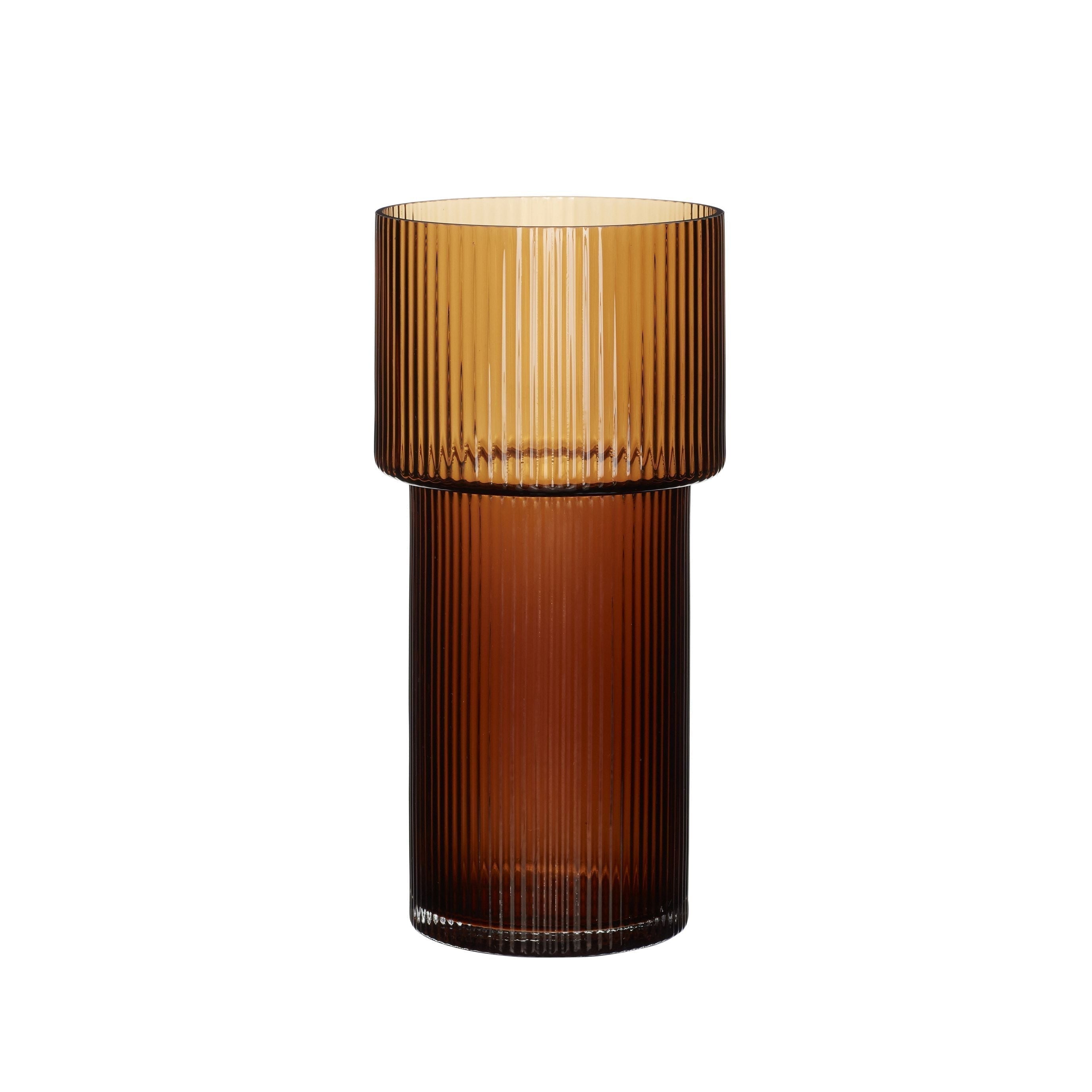 [product_category]-Hübsch Ripple Vase Glass, Amber-Hübsch-5712772101209-281203-HUB-1