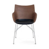 Kartell Q/Wood Armchair Slatted Ash, Dark Wood/Chrome