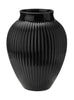 Knabstrup Keramik Vase With Grooves H 27 Cm, Black