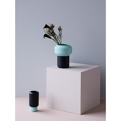 [product_category]-Lucie Kaas Fumario Vase Black/Mint, 16,5cm-Lucie Kaas-5711542240216-FU01BBMI-LUC-2