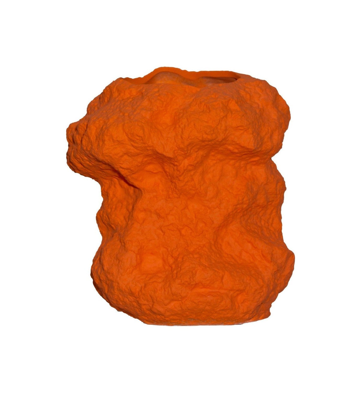 Modern design rock like vase in orange ceramic, CHU32OR