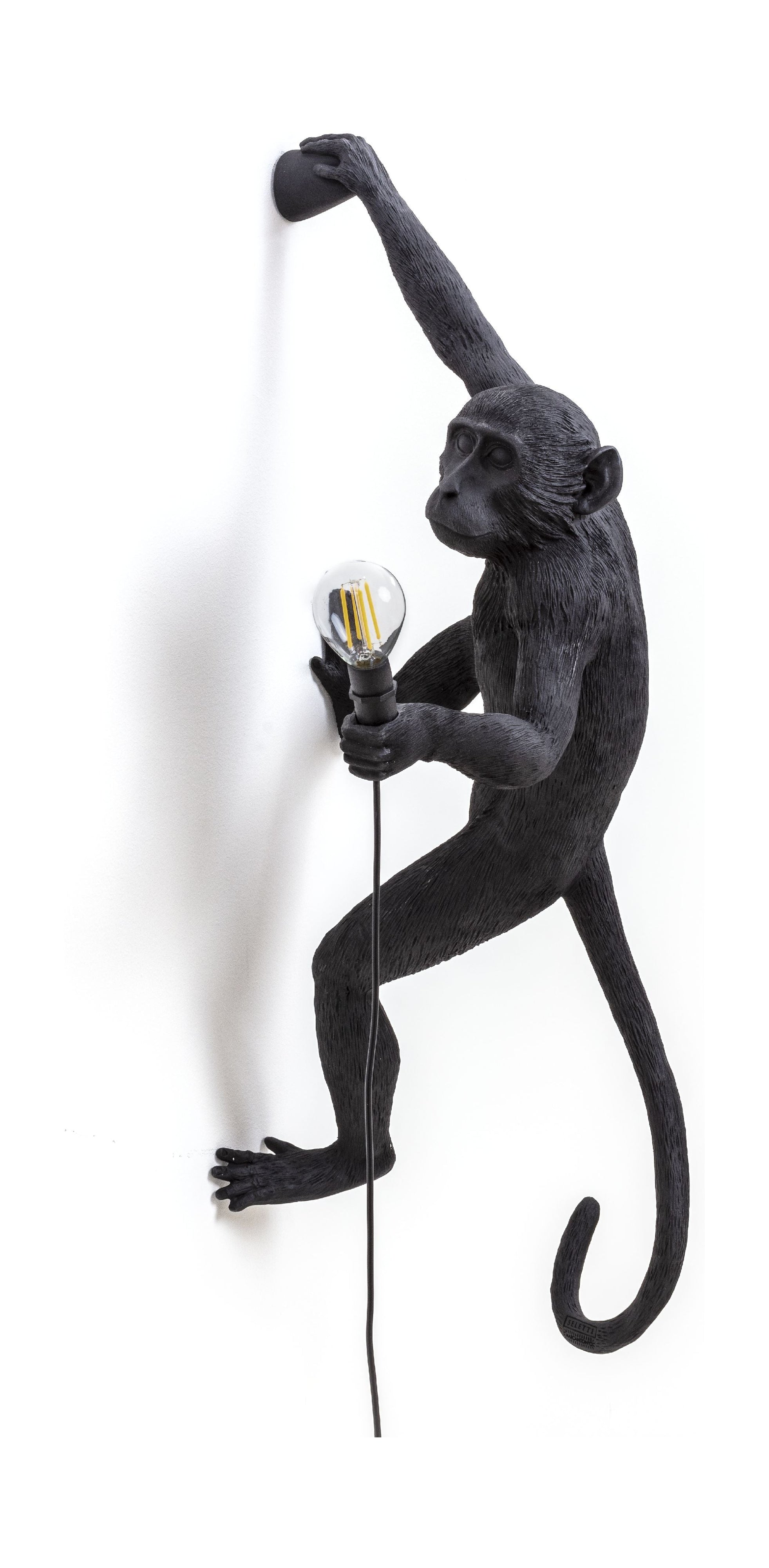 Seletti Affenlampe schwarz, rechte Hand hängen