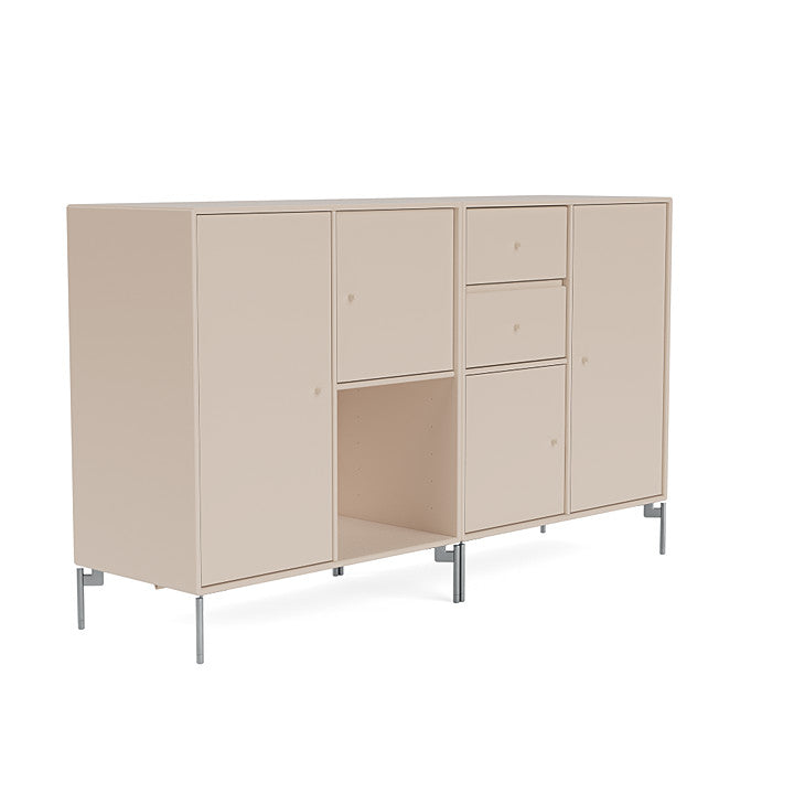 Montana paar dressoir met benen, klei/mat chroom