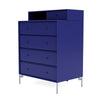 Montana Keep Chest Of Drawers With Legs, Monarch Blue/Matt Chrome