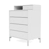 Montana Keep Chest Of Drawers With Legs, New White/Matt Chrome