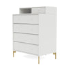 Montana Keep Chest Of Drawers With Legs, White/Brass