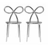 Qeeboo Ribbon Chair Metal Finish By Nika Zupanc Set Of 2, Silver