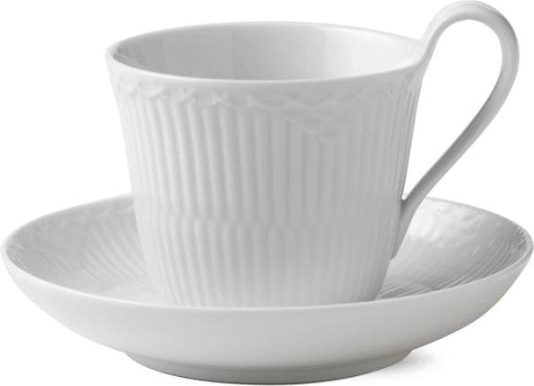 [product_category]-Royal Copenhagen White Fluted Half Lace Cup With Saucer, 25cl-Royal Copenhagen-5705140174820-1017278-ROY-1