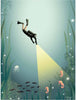 Vissevasse Diver Poster, 15 X21 Cm