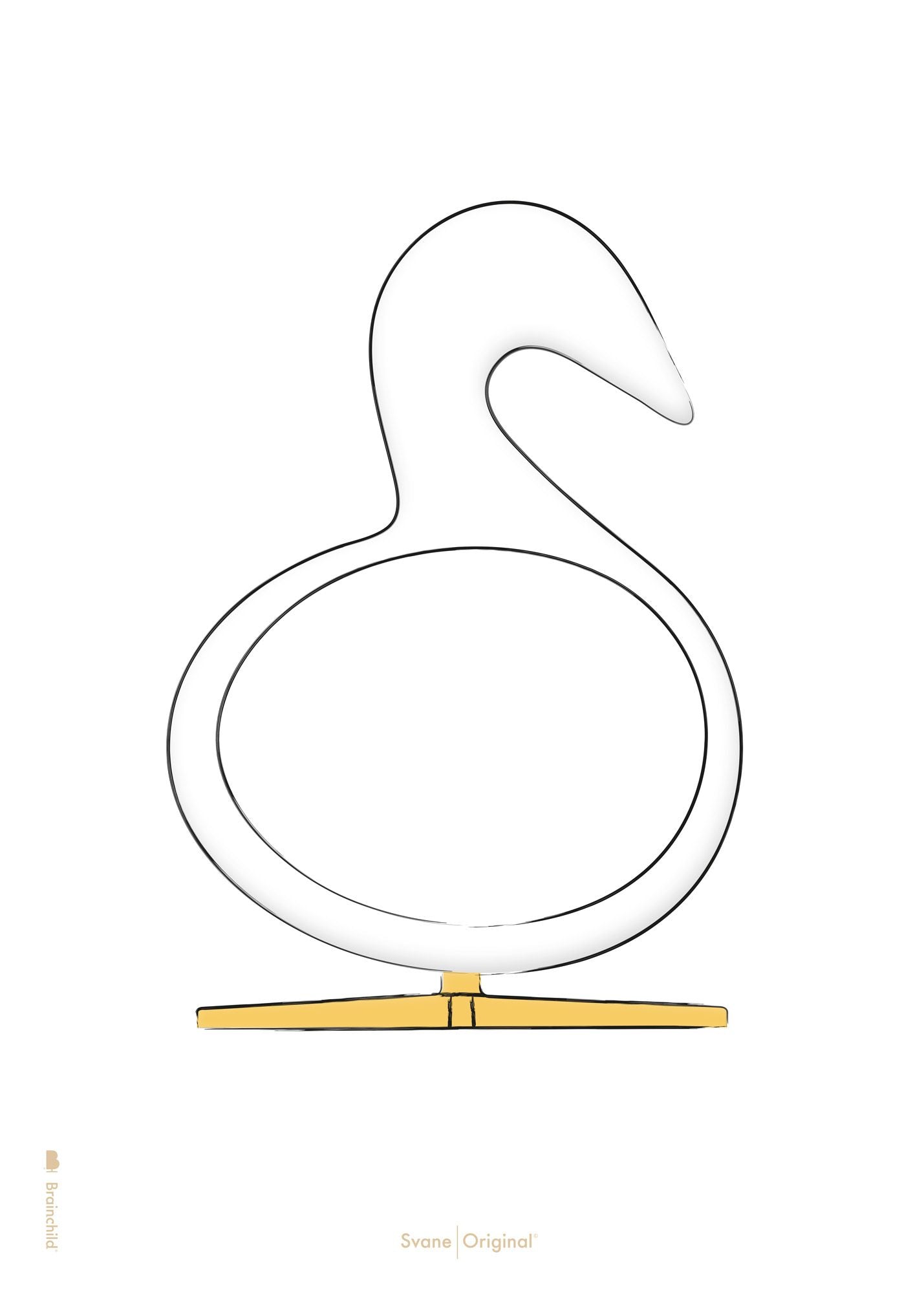 Brainchild Swan Design Schetsposter zonder lijst, 30x40 cm, witte achtergrond