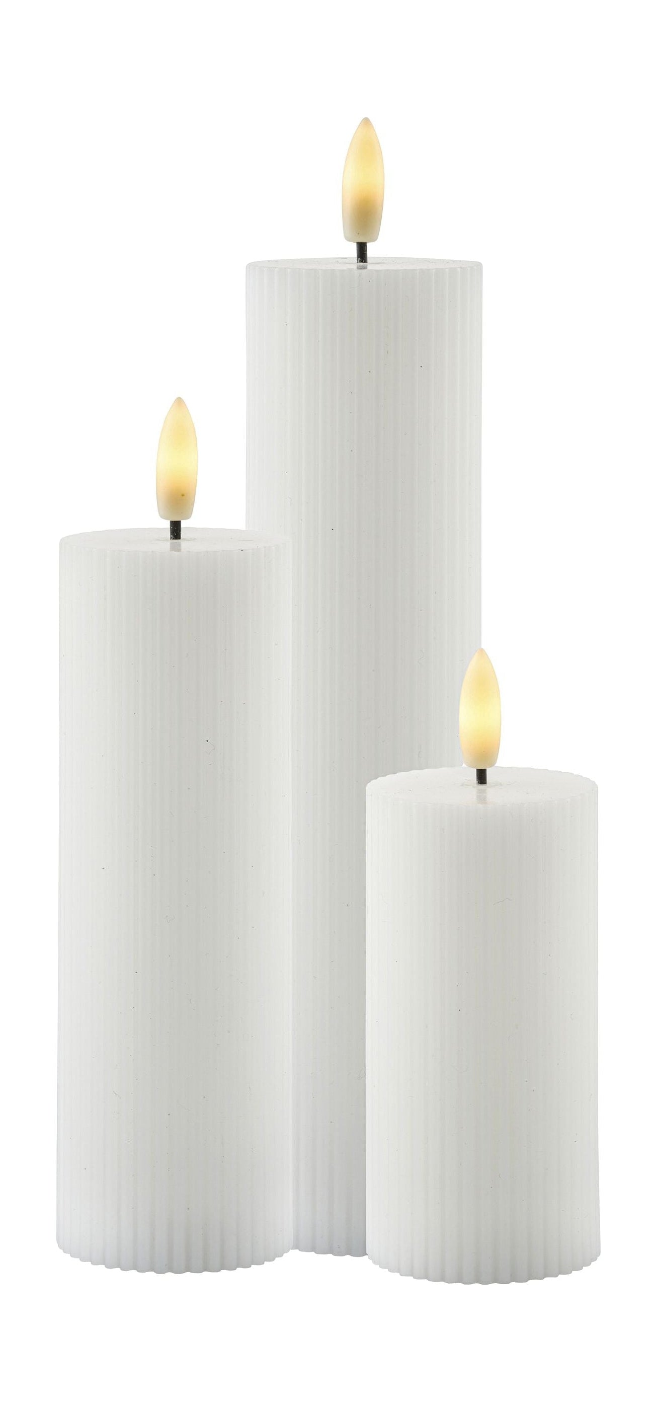 Sirius Smilla wiederaufladbare LED -Kerzenset von 3 weißen Ø5x H10/12,5/15 cm
