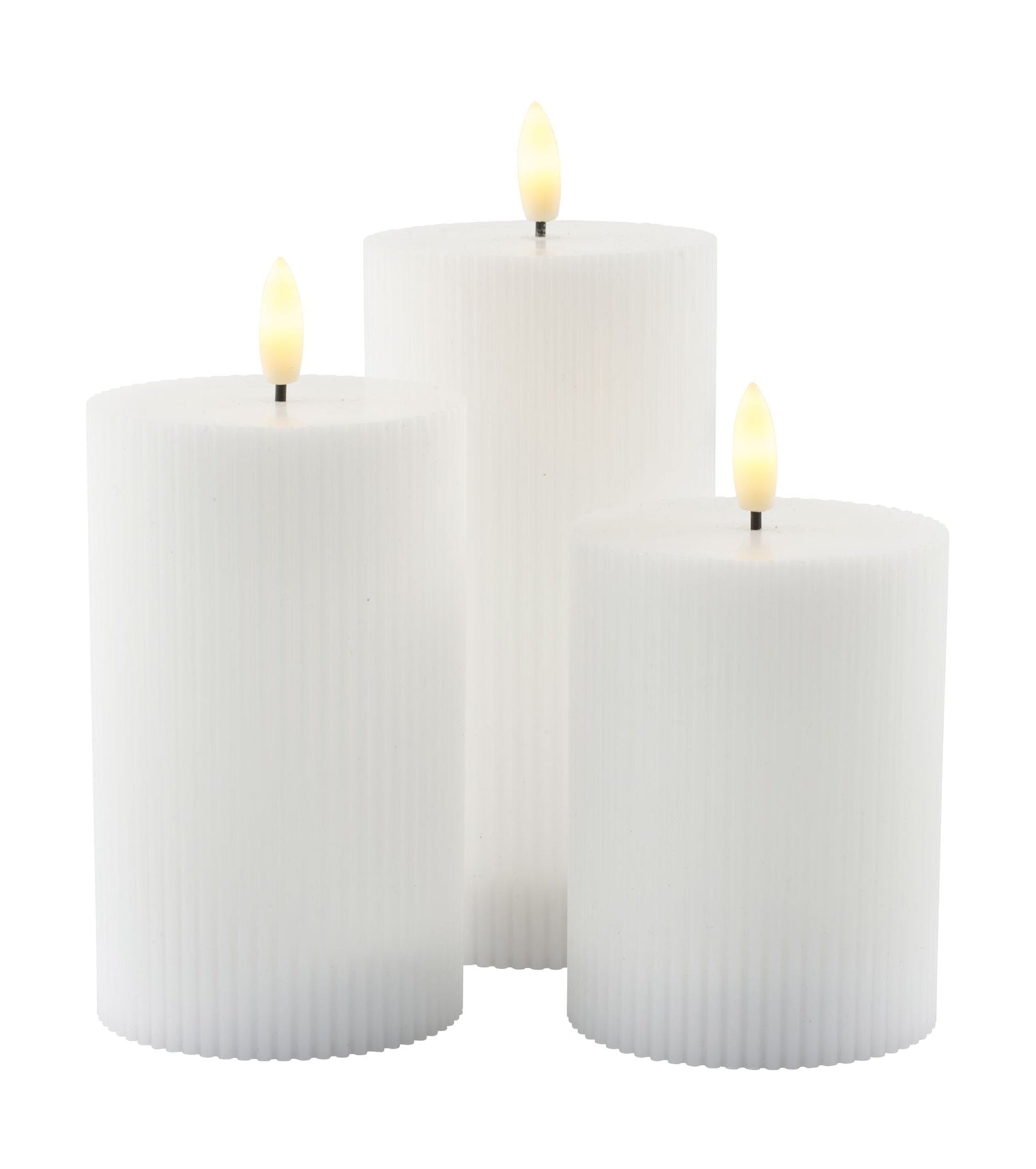 Sirius Smilla Rechargeable Led Candle Set Of 3 White ø7,5x H10/12,5/15 Cm