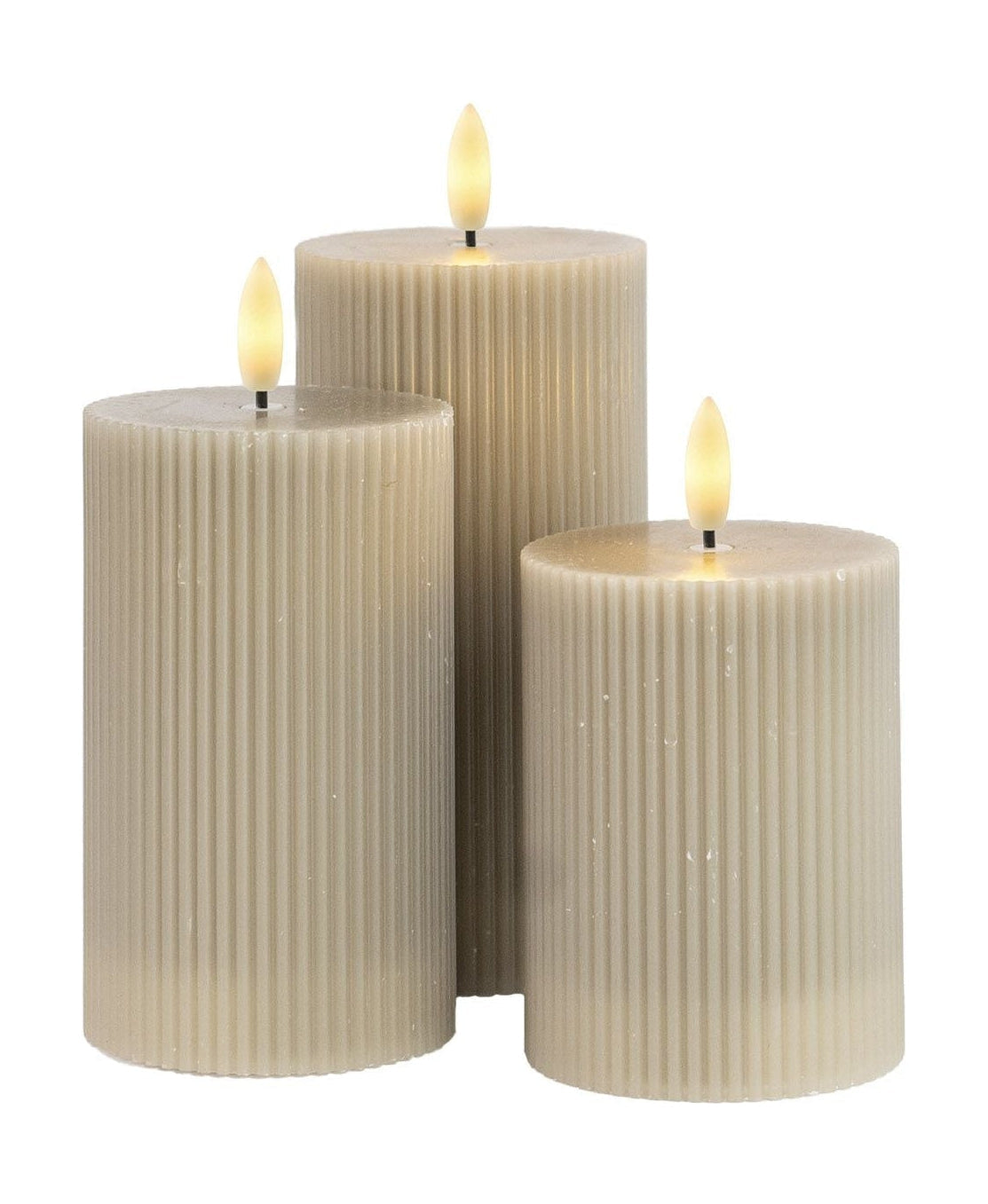 Sirius Smilla Rechargeable Led Candle 3 Pcs. ø7,5x H10/12,5/15cm, Warm Grey