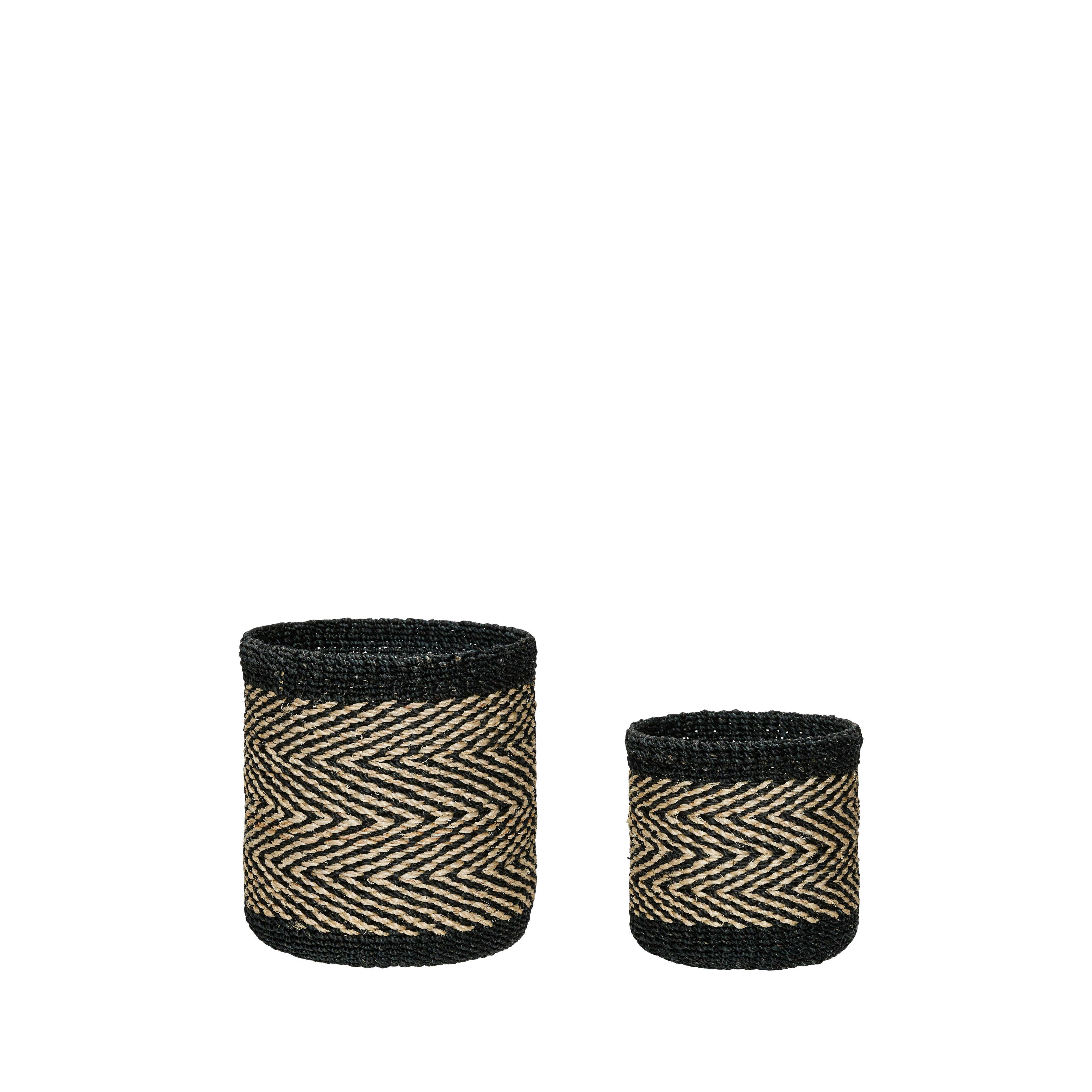 Hübsch Criss Cross Baskets Schwarz/Natürliches (Set von 2)