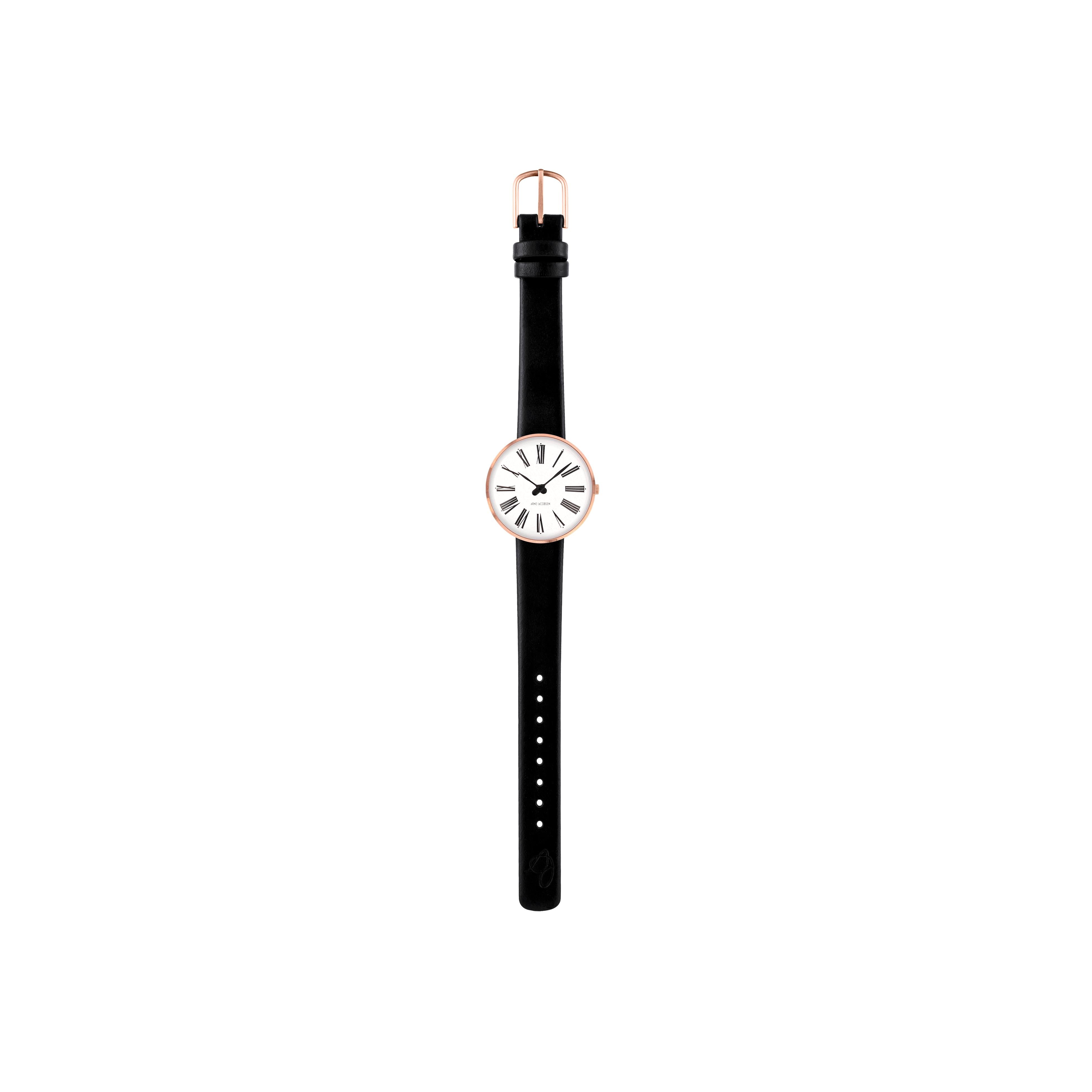 Arne Jacobsen Romeins horloge Ø30, rosé/zwart