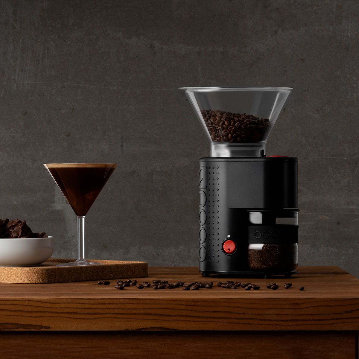 Bodum Bistro Elektrische Kaffeemühle mit Kegelmahlwerk, Schwarz