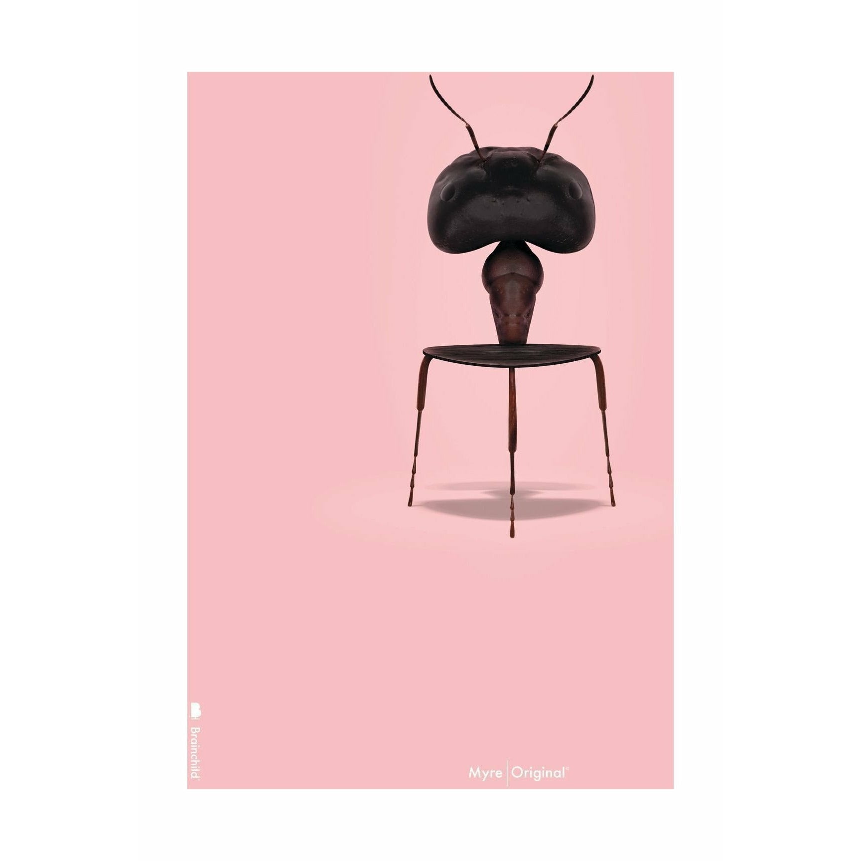 Brainchild Ameise Classic Poster ohne Rahmen A5, rosa Hintergrund
