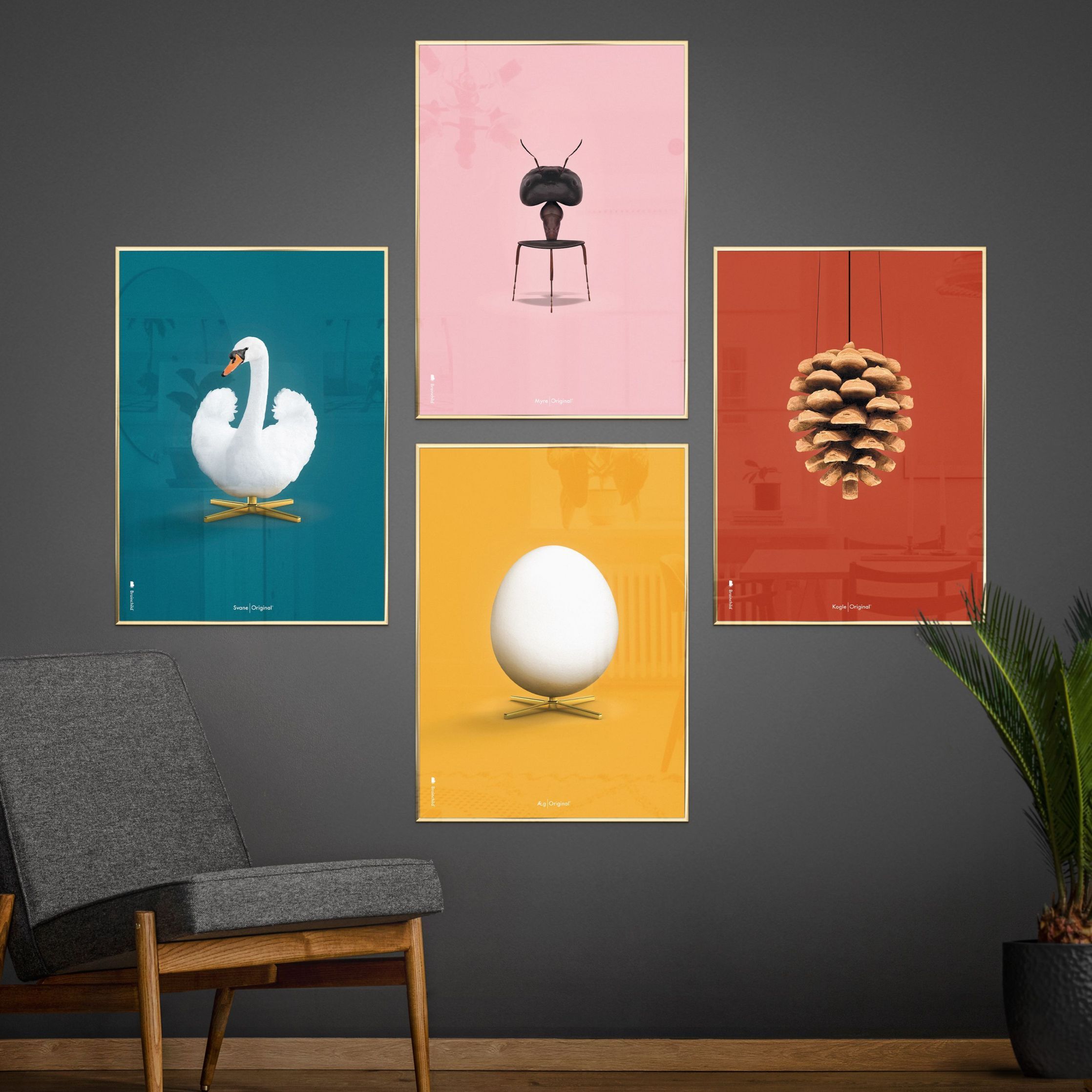 Brainchild Egg Classic Poster ohne Rahmen 50 X70 cm, gelber Hintergrund