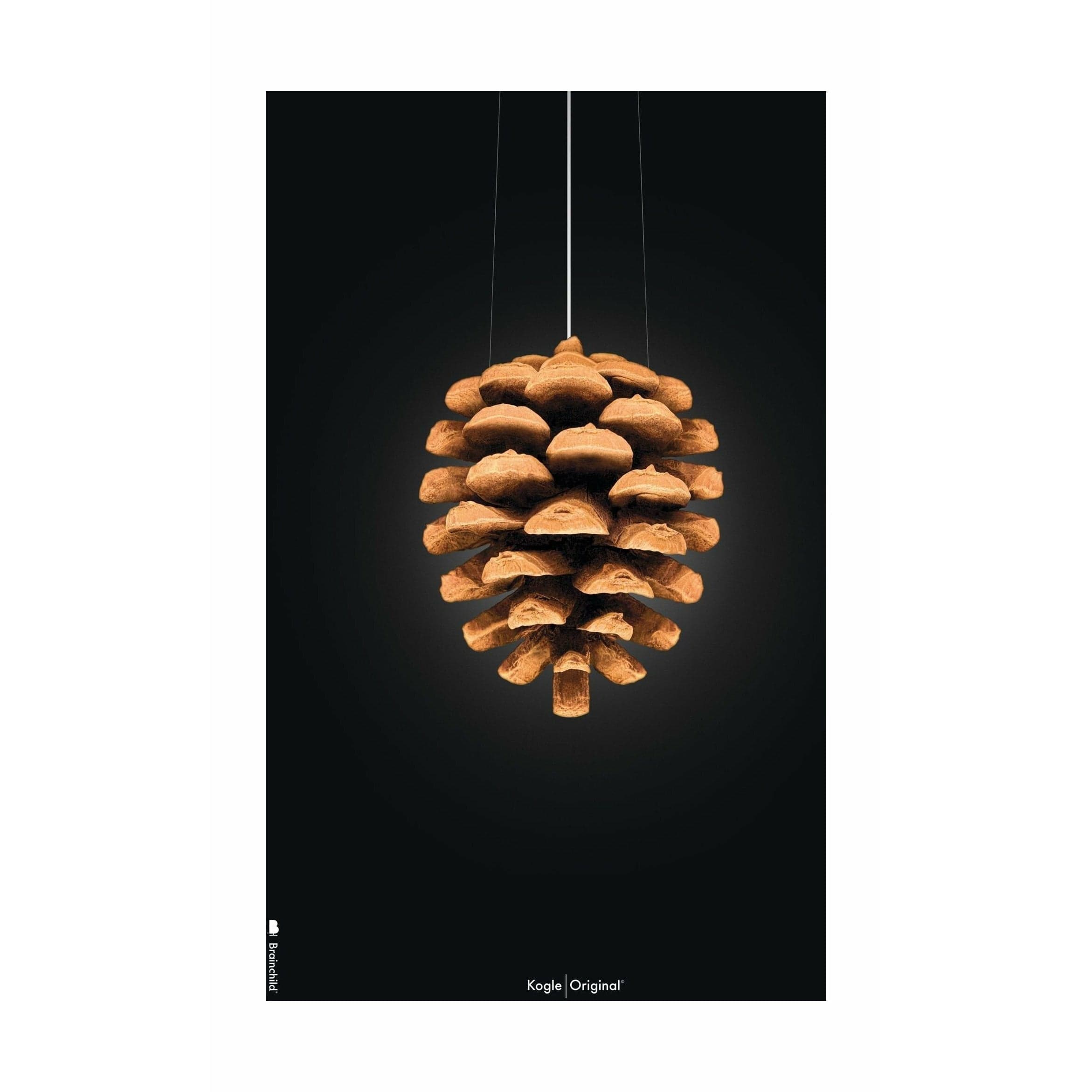 brainchild Pine Cone Classic Poster zonder frame A5, zwarte achtergrond