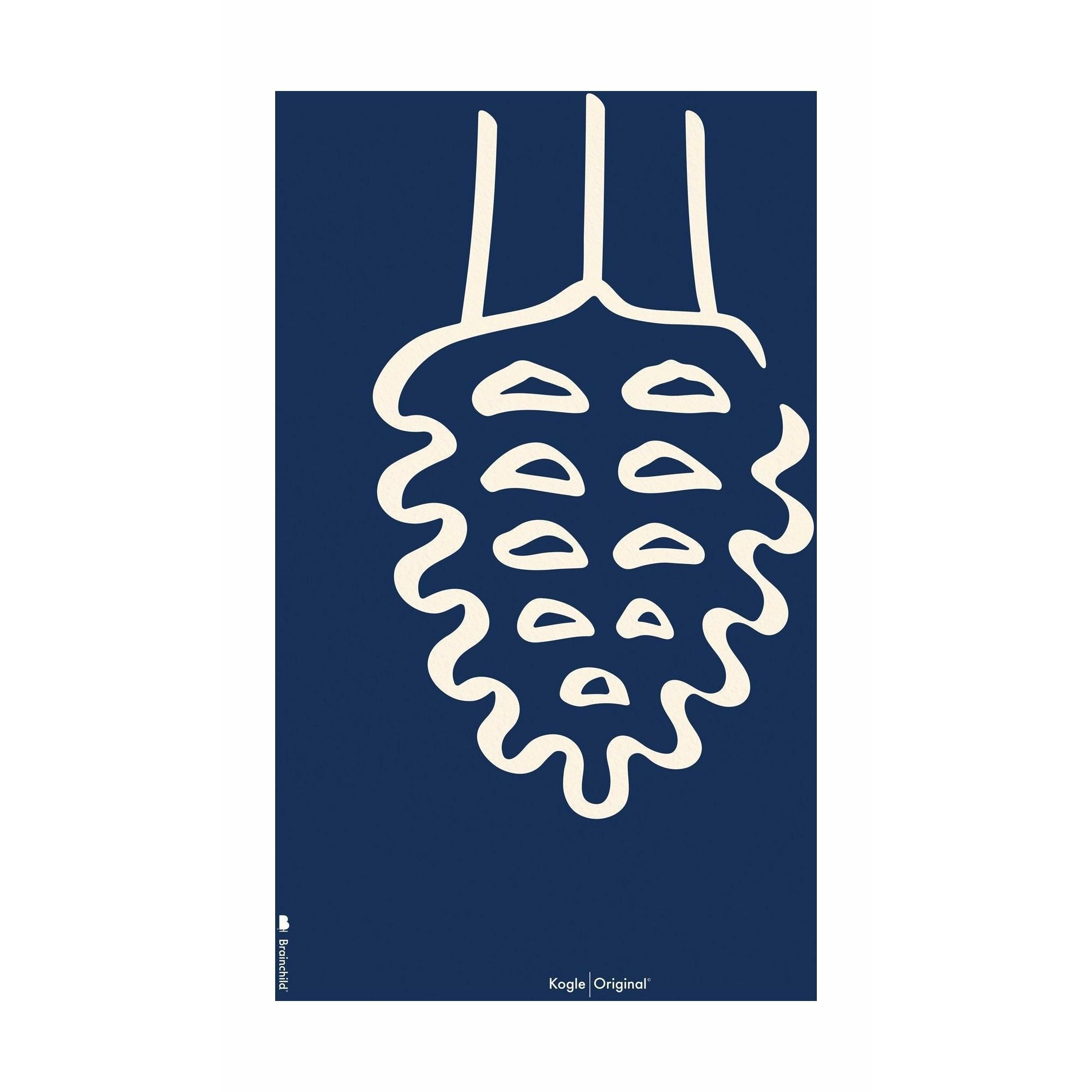 Brainchild Pine Cone Line Poster ohne Rahmen 50 X70 Cm, blauer Hintergrund