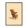 Brainchild Teddy Bear Classic Poster, Frame In Black Lacquered Wood A5, Sand Colored Background
