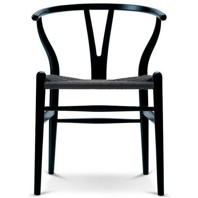 Carl Hansen CH24 y Stuhl Stuhl Schwarzpapierkabel, schwarze Buche