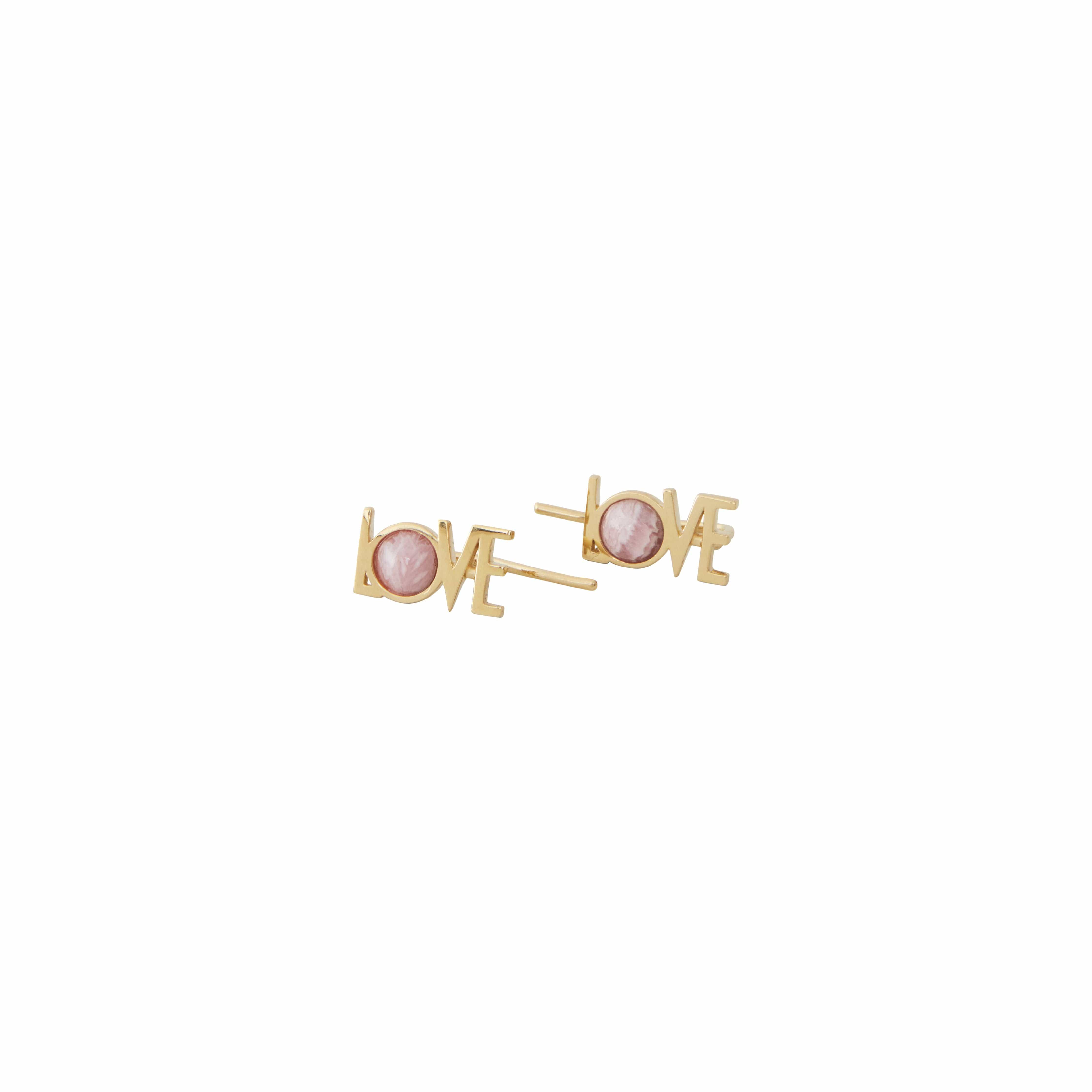 Design Letters Great Love -oorbellen Set van 2 18k goud vergulde, rode chrosiet