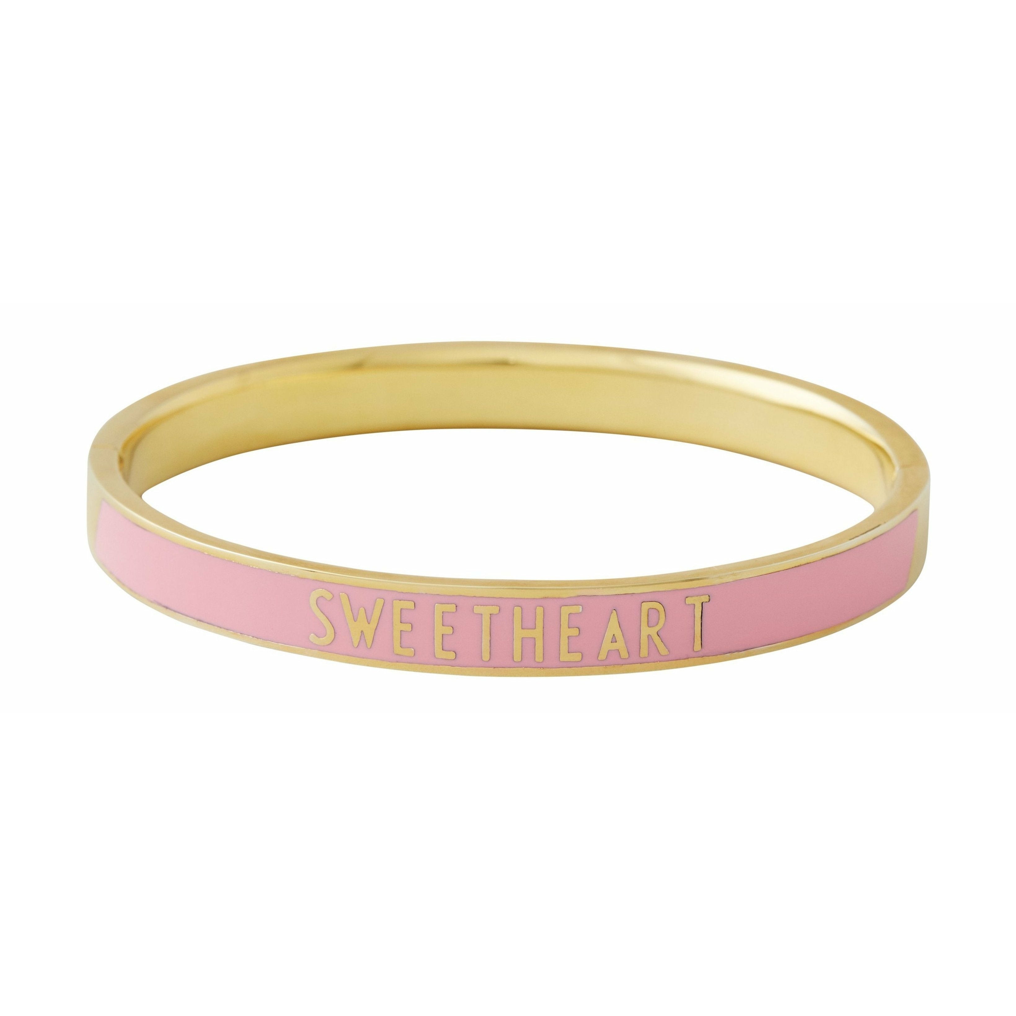 Design Letters Word Candy Bracelet Sweetheart Brass Gold Pospoted, Pink