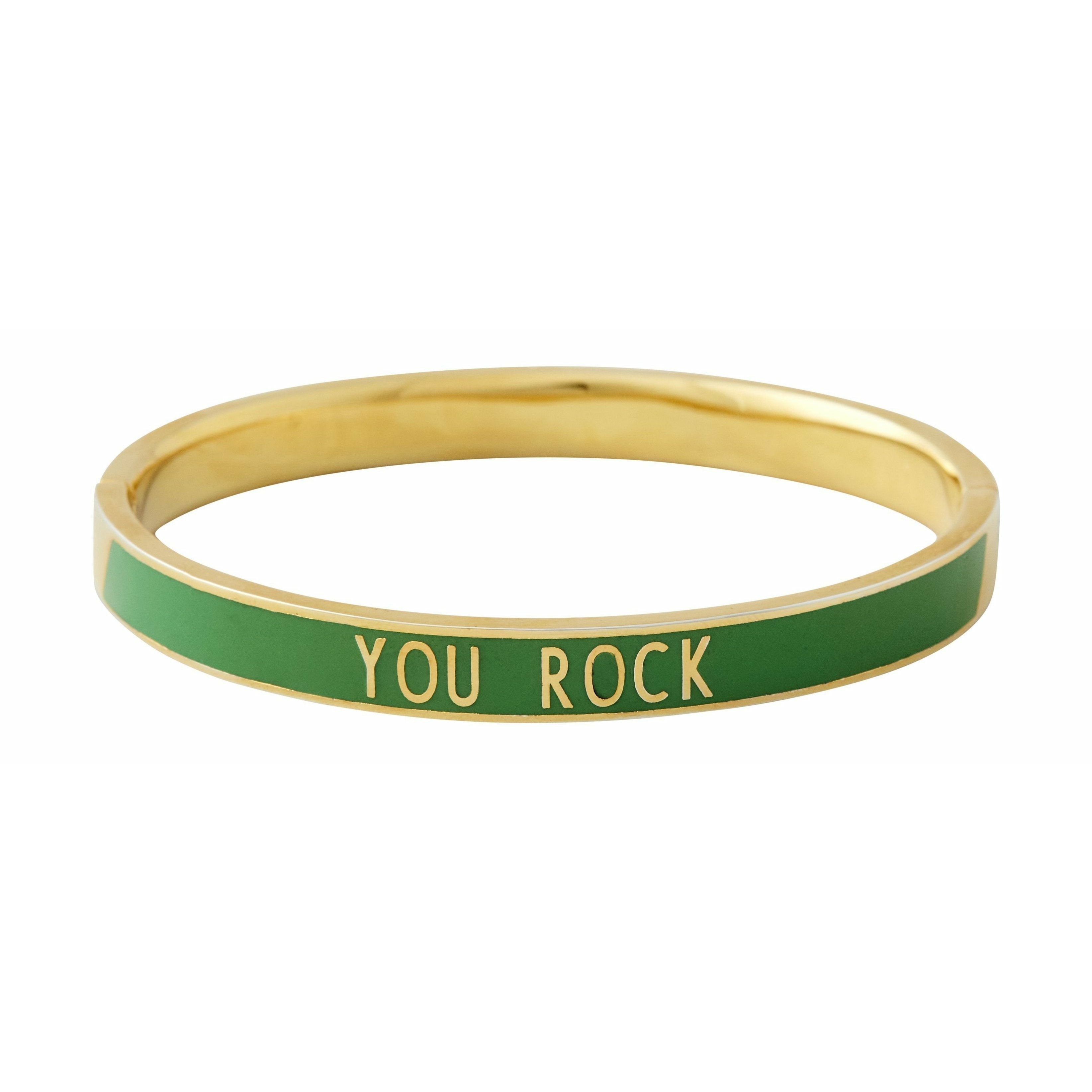 Design Letters Word Candy Armband You Rock Messing vergoldet, grün