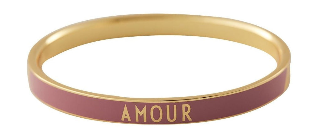 Design Letters Word Candy Armreif Amour Messing Gold plattiert, dunkelrosa