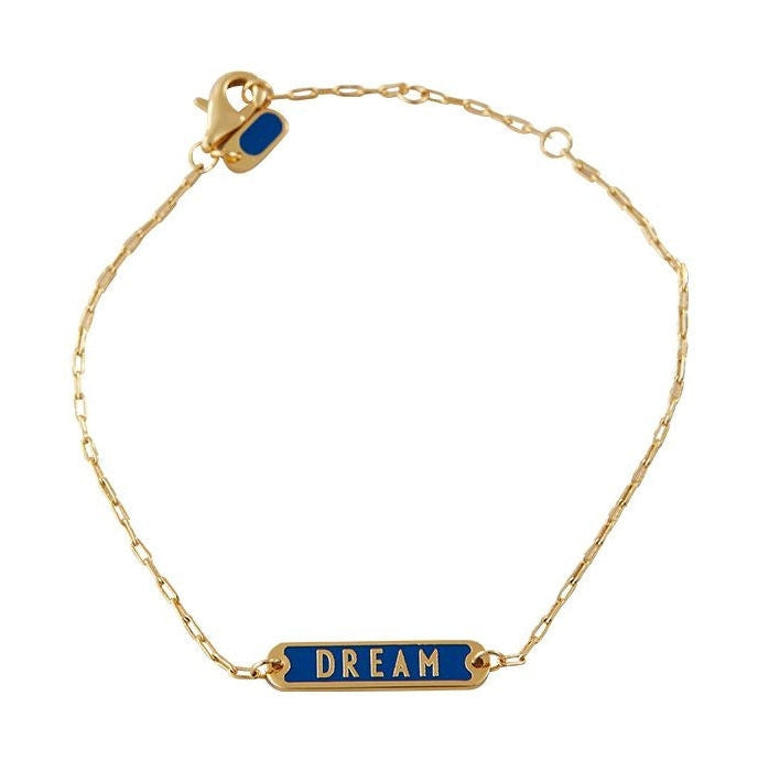 Design Letters Word Candy Bangle Dream Brass Gold Poled, Cobalt Blue
