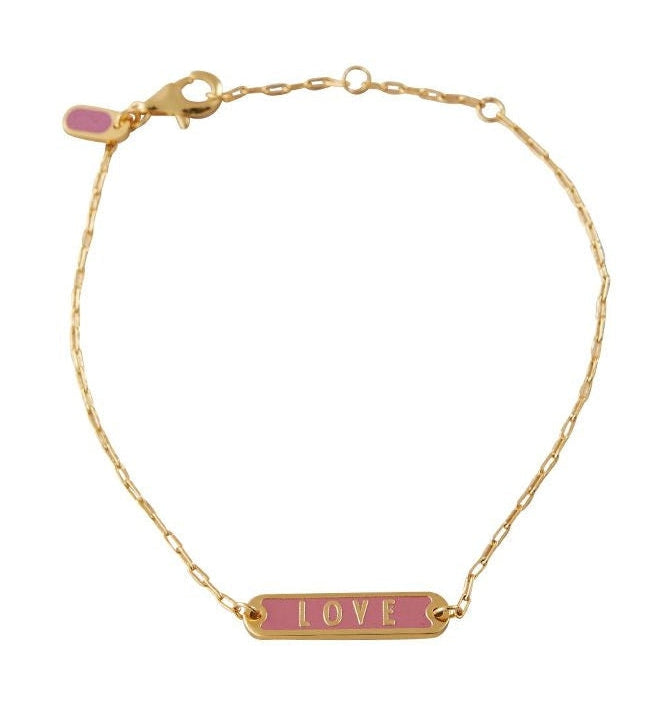 Design Letters Word Candy Bangle Love Brass Gold Compated, Dark Pink