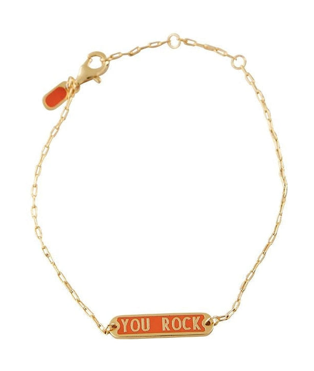 Design Letters Word Candy Armreif Your Rock Messing Gold plattiert, Orange