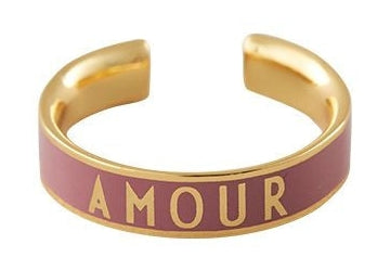 Design Letters Word Candy Ring Amour Brass Gold Pospoted, Dark Pink