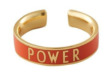 Design Letters Word Candy Ring Power Brass Gold Pospoted, Orange