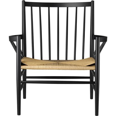 Fdb Møbler J82 Lounge Chair, Buche schwarz, Geflecht natur