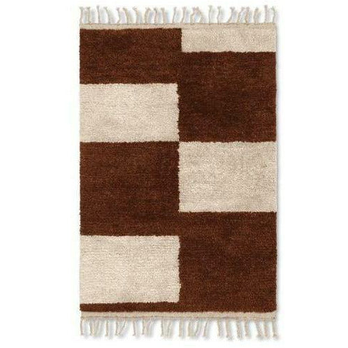 Ferm Living Mara handknoopt tapijt 120x180 cm, donkere baksteen/uit wit wit