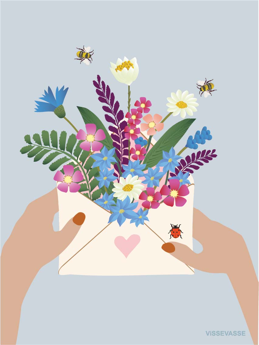 Vissevasse Flowers In Envelope Greeting Card A7