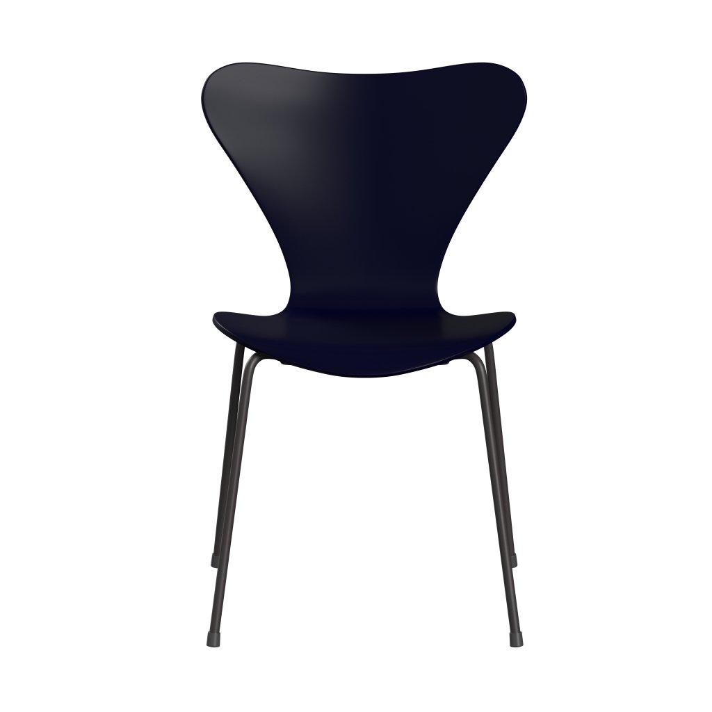 Fritz Hansen 3107 Chair Unupholstered, Warm Graphite/Lacquered Midnight Blue
