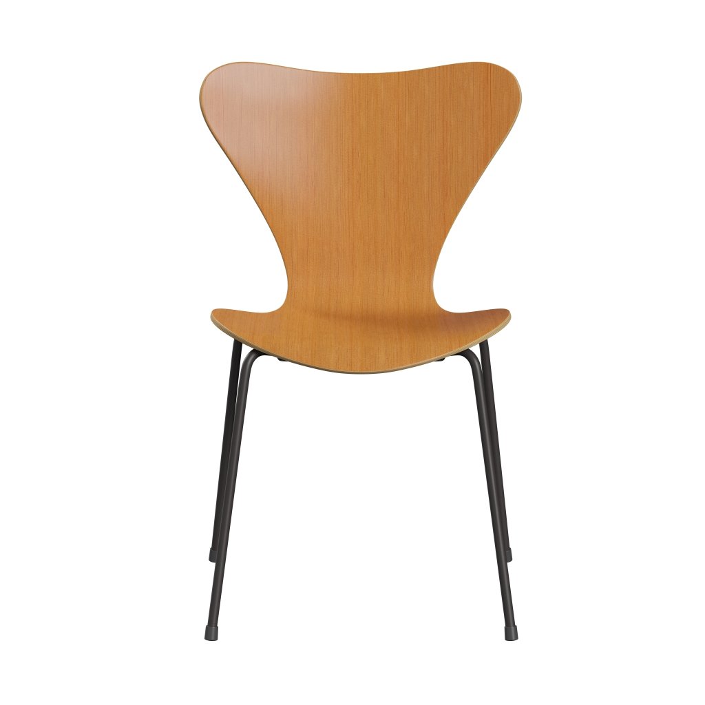 Fritz Hansen 3107 Chair Unupholstered, Warm Graphite/Swiss Stone Pine Veneer Natural