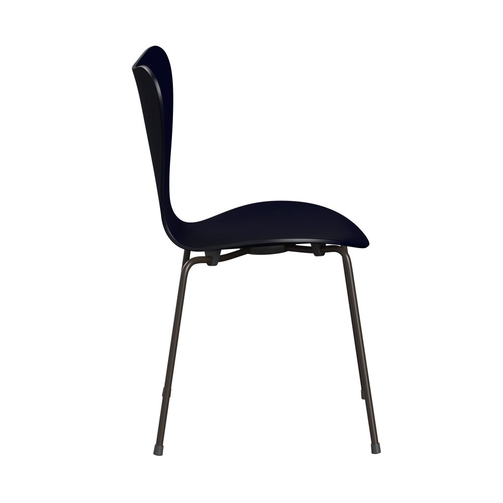 Fritz Hansen 3107 Chair Unupholstered, Brown Bronze/Dyed Ash Midnight Blue