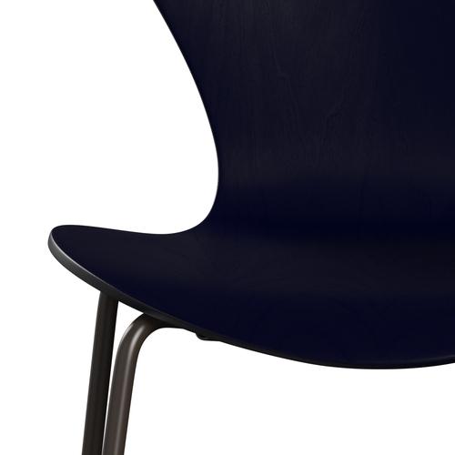Fritz Hansen 3107 Chair Unupholstered, Brown Bronze/Dyed Ash Midnight Blue