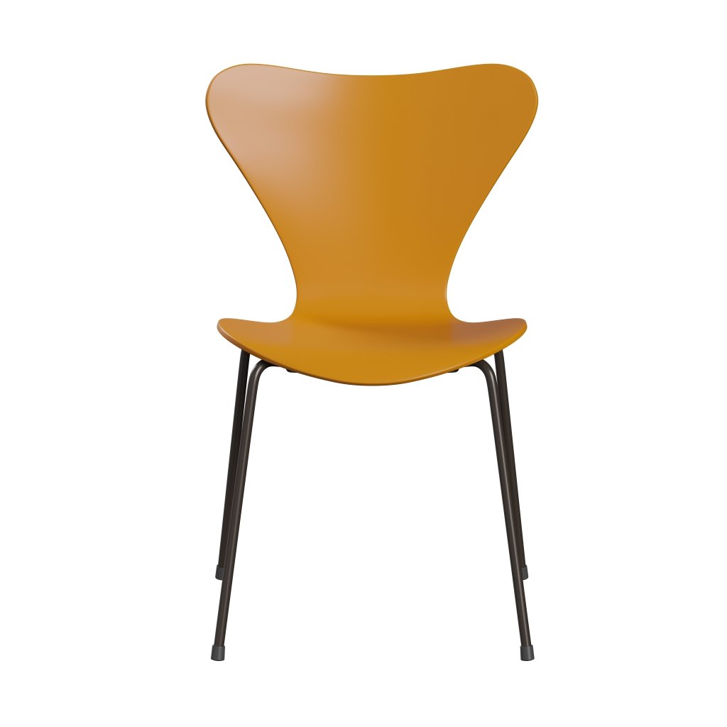Fritz Hansen 3107 Chair Unupholstered, Brown Bronze/Lacquered Burnt Yellow