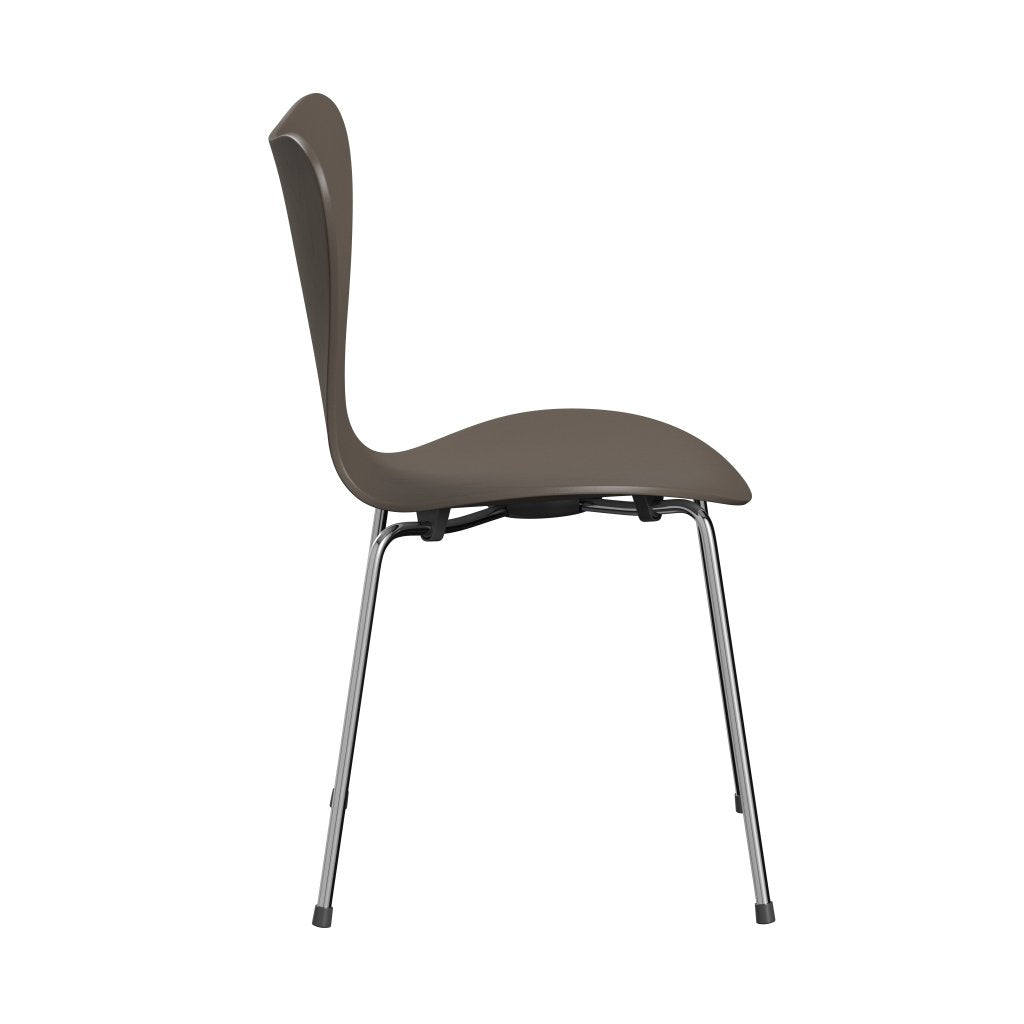 Fritz Hansen 3107 Chair Unupholstered, Chrome/Coloured Ash Deep Clay