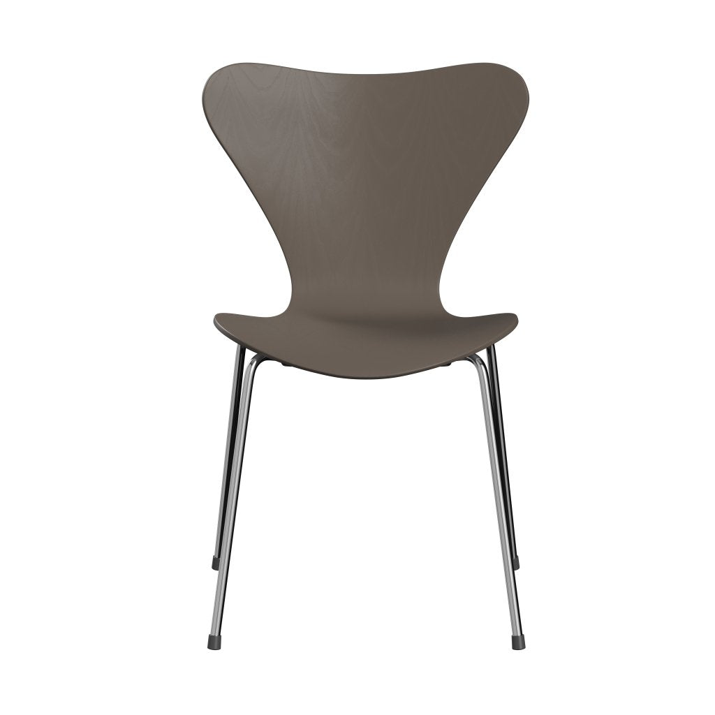 Fritz Hansen 3107 Chair Unupholstered, Chrome/Coloured Ash Deep Clay