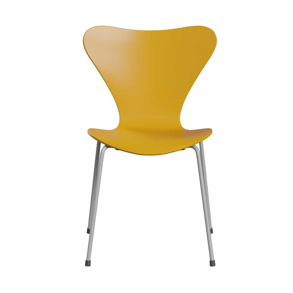 Fritz Hansen 3107 Chair Unupholstered, Nine Grey/Lacquered True Yellow