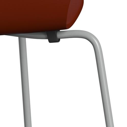 Fritz Hansen 3107 Chair Unupholstered, Nine Grey/Lacquered Venetian Red