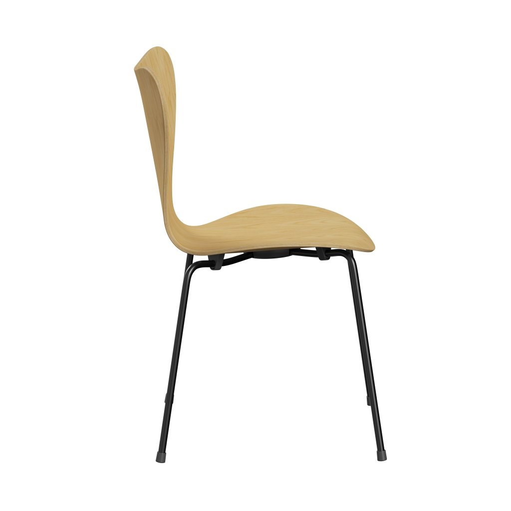 Fritz Hansen 3107 Chair Unupholstered, Black/Ash Veneer Natural