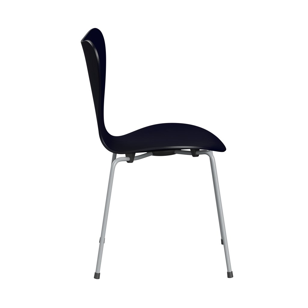Fritz Hansen 3107 Chair Unupholstered, Silver Grey/Coloured Ash Midnight Blue